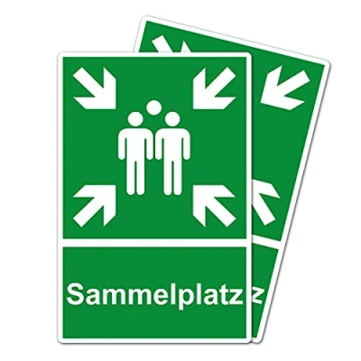 Abbildung von 2 Stück Sammelplatz Sammelstelle Sammelpunkt Schild 20 x 30 cm aus stabiler PVC Hartschaumplatte 3mm mit UV Schutz von STROBO