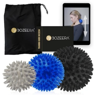 Abbildung von [IGELBÄLLE 3ER SET] Igelball Massageball Set Stachelbälle Stachelball Massage Rücken, Beine, Füß Hart und 2x Medium Inkl. GRATIS Video, Booklet &amp; Tasche Massagebälle