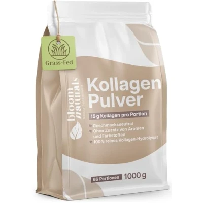Abbildung von Collagen Pulver 1000g (1 KG) Hochdosiert &amp; Geschmacksneutral Kollagen Hydrolysat Pulver, Peptid Typ 1 3 Peptide produziert in Deutschland XXL Vorratspackung