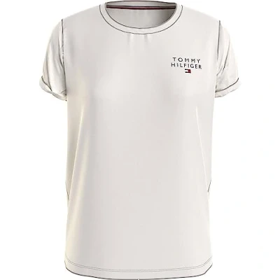 Abbildung von Tommy Hilfiger Damen T Shirt Kurzarm Rundhalsausschnitt, Beige (Ancient White), L