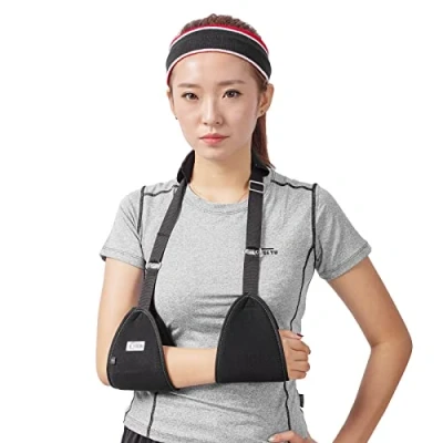 Abbildung von Dreieck Disloziert Arm Sling Medizinische Schulter Wegfahrsperre Rotator Manschette Handgelenk Ellenbogen Unterarm Unterstützung Klammer mit Soft Padded Lightweight Für Gebrochenen und