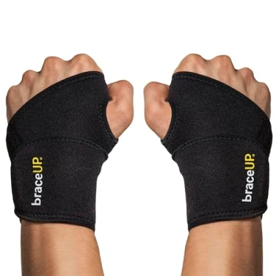 Abbildung von BraceUP Einstellbare Handgelenk Bandagen, 2er Pack Handgelenkbandagen Workouts Band, Tendonitis Schiene, Für linke und rechte Hand (Schwarz)