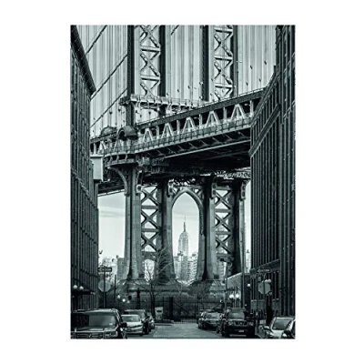 Abbildung von Komar Wandbild Brooklyn Bridge Poster, Bild, Wohnzimmer, Schlafzimmer, Dekoration, Kunstdruck ohne Rahmen P123 30x40 Größe: 30 x 40 cm (Breite Höhe), Schwarz, Weiß, Grau