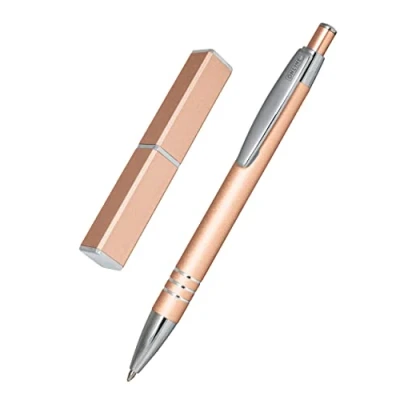 Abbildung von ONLINE 43028 Kugelschreiber Graphite, edler Metall Kugelschreiber, Druckkugelschreiber aus Aluminium, auswechselbare Mine, Schreibfarbe schwarz, Geschenk Idee, Roségold
