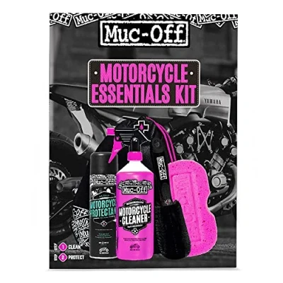 Abbildung von Muc Off Basis Motorrad Pflegeset Must Have Zubehör für Reinigung und Pflege Mit Reiniger, Motorradschutzmittel, Werkzeug Mehr, CLEAN + PROTECT