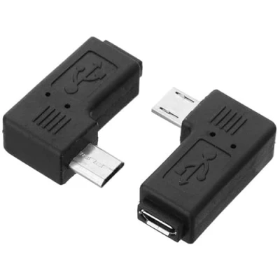 Abbildung von CY 2 um 90 Grad nach links und rechts abgewinkelte Mcro USB Stecker, 5 poliger Stecker zu Buchse Verlängerungsadapter