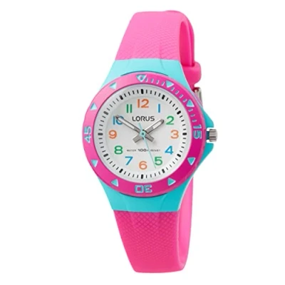 Abbildung von Lorus Kids Mädchen Uhr Edelstahl und Kunststoff mit Urethanband R2351MX9