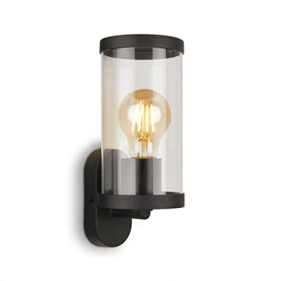 Abbildung von BRILONER Leuchten Außenlampe, Außenwandleuchte Glas, IP44, E27, Schwarz, 230x95x115 mm (LxBxH), 3600 015