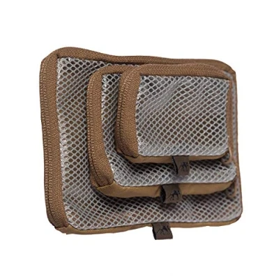 Abbildung von Tasmanian Tiger TT Mesh Pouch Set VL Rucksack Organizer Zusatz Taschen in 3 Größen mit Klett Rückseite (Coyote Brown)