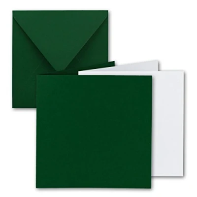 Abbildung von 15x Quadratisches Falt Karten Set 15 x cm mit Brief Umschlägen &amp; Einlegeblättern Dunkelgrün FarbenFroh by GUSTAV NEUSER