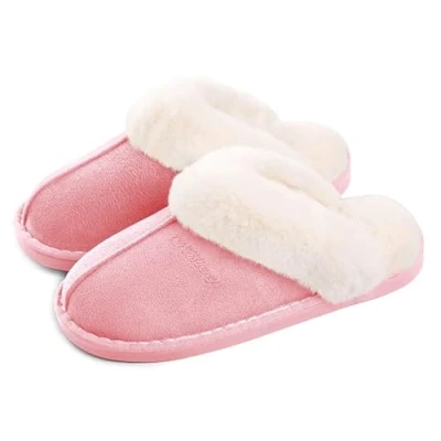 Abbildung von Lastia Damen Hausschuhe Winter Warm Faux Pelz Slipper Weiche Flache Plüsch Pantoffel Rutschfeste Outdoor/Indoor 36.5/38 EU, Etikettgröße: 270 (40 41) , Rosa
