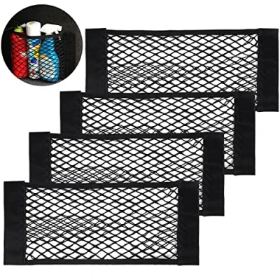 Abbildung von UIHOL Kofferraum Netztasche Auto (4 Stück, 40x25cm universal KFZ Organizer Netz mit Klettverschluss Autositz Gepäcknetz, Strapazierfähige Kofferraumnetz für Auto/SUV aus Nylon