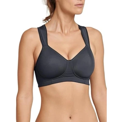 Abbildung von Schiesser Damen Softcup und Stützfunktion Active Sport BH, anthrazit_161898, 80A