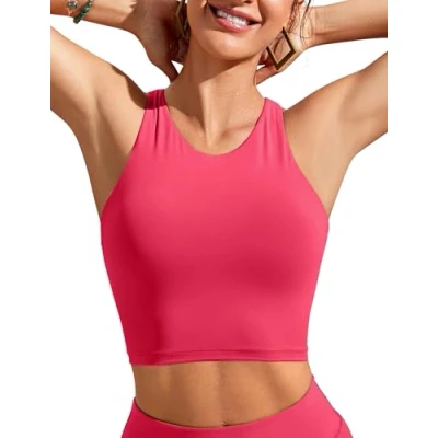 Abbildung von CRZ YOGA Damen Racerback Swim Top Bikini Oberteil Schnell Trocknend Padded Swimsuit Magenta 42
