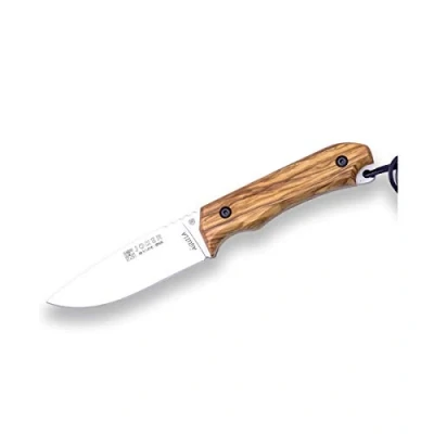 Abbildung von Joker Bushcraft Messer Aguila CO104, Gürtelmesser mit Olivenholznholzgriff, Klinge 10,5 cm, Überlebensmesser brauner Lederscheide, Werkzeug zum Angeln, Jagen, Camping und Wandern