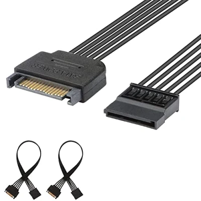 Abbildung von J&amp;D 2er Pack 15 Pin SATA Strom Verlängerungskabel, Männlich auf Weiblich 25cm, Schwarz