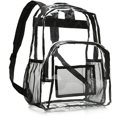 Abbildung von Amazon Basics Schulrucksack, Rucksack Damen/Rucksack Herren, Durchsichtig aus PVC, Entspricht der Stadion Norm, Transparent