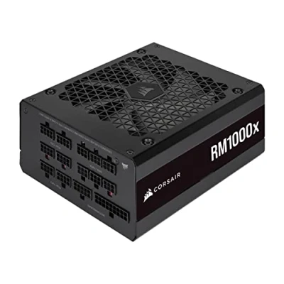 Abbildung von Corsair RM1000x 80 PLUS Gold Vollmodulares 1000 Watt ATX Netzteil (135 mm Lüfter mit Magnetschwebelager, Umfassende Kompatibilität, Japanische Kondensatoren, Extrem Schnelles Aufwachen) EU Schwarz