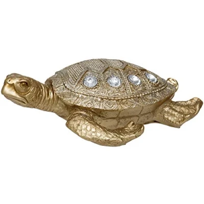 Abbildung von Maturi Goldfarbene Schildkröte mit Glitzer und Diamant Details, 20 cm