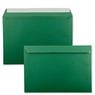Abbildung von 10x große XXL Briefumschläge DIN C4 in Dunkelgrün (Grün) 22,9 x 32,4 cm Haftklebung ohne Fenster Versandtasche für A4 geeignet