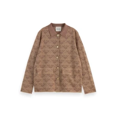 Abbildung von Scotch &amp; Soda Monogram Jacket Strickjacke, Damen, Größe: Medium, Desert sand