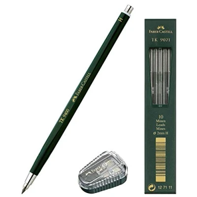 Abbildung von Faber Castell Fallminenstift TK 9400, Minenstärke: 2 mm, Härtegrad: H + Ersatzminen und Minenspitzer