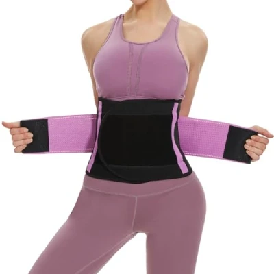 Abbildung von SIHOHAN Bauchweggürtel, Schwitzgürtel Fitness Gürtel, Verstellbarer Taille Trimmer Gürtel Fitnessgürtel, Waisttrainer Taillenformer, Bauchgürtel für Herren und Damen（Violett, M）