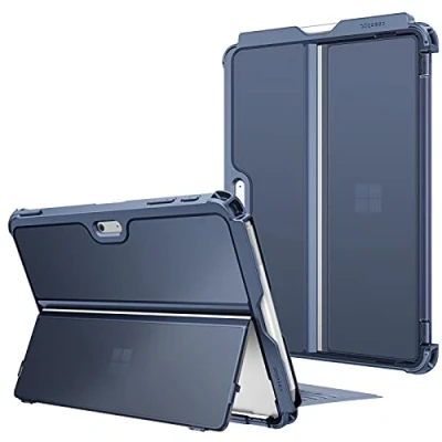 Abbildung von Fintie Hülle für Microsoft Surface Go 4 (2023) / 3 (2021) 2 (2020) (2018), Stoßfeste Robuste Schutzhülle mit Stifthalter Original Ständer, Type Cover Kompatibel, Blau(Matt)