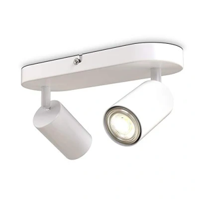 Abbildung von B.K.Licht Deckenlampe schwenkbar, GU10 Fassung, max. 5 Watt, Deckenleuchte, Lampe, Wohnzimmerlampe, Schlafzimmerlampe, Küchenlampe, Deckenstrahler, Deckenbeleuchtung, 27x6x9 cm, Weiß