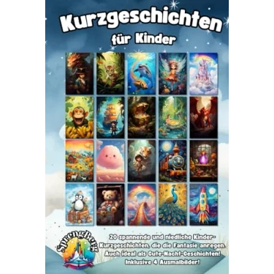 Abbildung von Kurzgeschichten für Kinder: 20 Spannende, phantasievolle, niedliche und lehrreiche Kinder zum Vorlesen Jungs Mädchen Inklusive 4 Ausmalbilder
