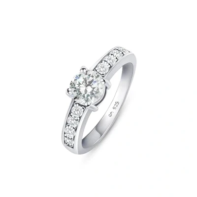 Abbildung von Amberta Verlobungsringe Sterling Silber 925 mit Zirkonia Damen Ewigkeitsring Solitärring Frauen: Ring Ringgrösse 53.8