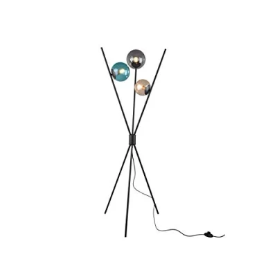 Abbildung von Trio Leuchten Stehleuchte Lance 403400317, Metall Schwarz matt, Glas multicolor, exkl. 3x E14, 28 watt