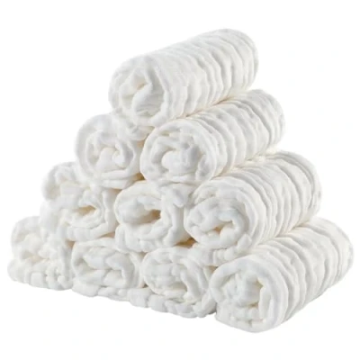 Abbildung von EXTSUD Baby Waschlappen, 10er Musselin Spucktücher 25x25cm Mulltücher Baumwolle Moltontücher Handtücher Weiche Gesichtstücher Neugeborene Wipes(Weiß)