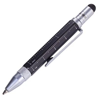 Abbildung von TROIKA CONSTRUCTION LILIPUT PIP25/BK Multitasking Kugelschreiber (klein) Tool Pen Zentimeter /Zoll Lineal Schlitz /Kreuzschraubendreher Stylus (schwarz) Original