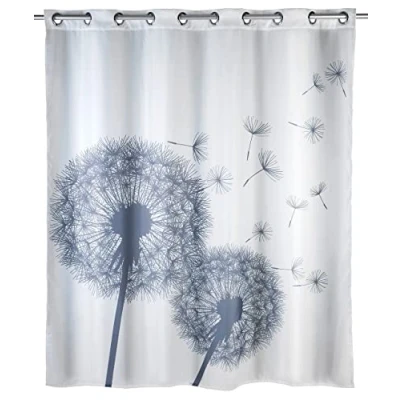 Abbildung von WENKO Anti Schimmel Duschvorhang Mod. Astera Flex, Textil Vorhang mit Antischimmel Effekt, große integrierte Ringe zur Befestigung an der Duschstange, waschbar, wasserabweisend, 180 x 200 cm