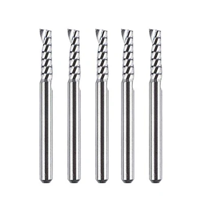 Abbildung von SpeTool 5 Stück Alu Fräser 3,175 mm (1/8) Schaft Einschneidiger CNC Holz VHM 12mm Schnittlänge Schaftfräser für Aluminium und Kunststoff