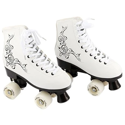 Abbildung von Rollschuhe/Discoroller von FunTomia in Größen 30 44 Rollerskates Disco Roller Skate Indoor Outdoor (34, weiß)