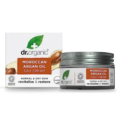 Abbildung von Dr Organic Marokkanische Arganöl Tagescreme, für normale und trockene Haut, natürlich, vegan, tierversuchsfrei, paraben SLS frei, recycelt recycelbar, zertifiziert biologisch, 50ml