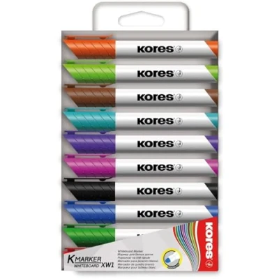 Abbildung von Kores K Marker XW1: Bunte Whiteboard mit Rundspitze, Trocken abwischbar und nahezu geruchslose Tinte, Schul Bürobedarf, Set von 10 sortierten Farben Coloured