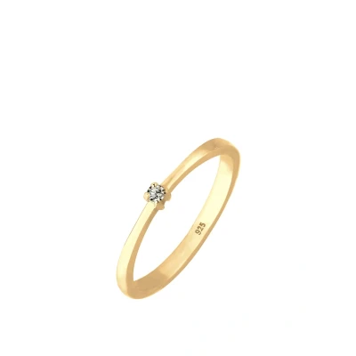 Abbildung von Elli Basic Classy Ring goldcoloured/white, Damen, Größe: 54, Gold coloured/white