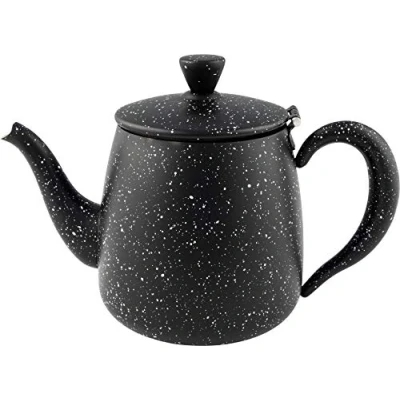 Abbildung von Café Olé PT 018BG Erstklassige Premium 18oz 0.5L Teekanne aus hochwertigem Edelstahl Schwarz Granit, Tropffreies Ausgieβen, Hohle Griffen &amp; Klappdeckel