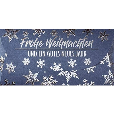 Abbildung von Perleberg Weihnachtskarte Geldgeschenk mit Umschlag hochwertige Geldhülle silbernen Schneeflocken Geldkarte Weihnachten für einen besonderen Wunsch Grußkarte 22 x 11 cm
