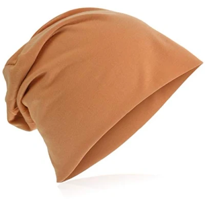 Abbildung von Jersey Slouch Beanie Long Mütze Unisex Unifarbe Herren Damen Trend (One Size, Peach)