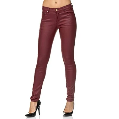 Abbildung von Elara Damen Hose Kunstleder Push Up Effekt Chunkyrayan E621 2 Red 50 (5XL)