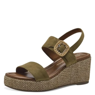 Abbildung von Marco Tozzi Plateausandalette, Damen, Größe: 39, Fern green com Schuhe