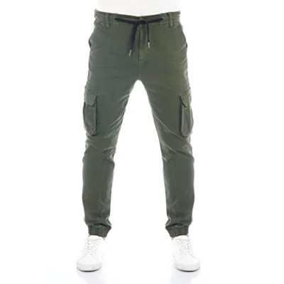 Abbildung von riverso Cargohose Herren Stretch RIVHanno Slim Fit Cargo Hose Taschen Grün w36, Größe:W 36, Farbe:Cypress Green