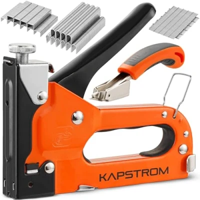 Abbildung von KapStrom Premium 5 in 1 Heftpistolen Set, robuster Handtacker mit Präzisions Heftklammerentferner und 1500 Heftklammern für Holzbearbeitung, Polsterung Handwerk