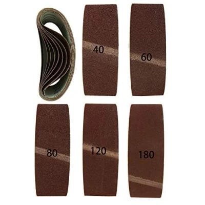Abbildung von Goodway Gewebe Schleifbänder 75 x 533 mm │ 25 Stück Schleifpapier Schleifband Set je 5 Korn 40/60/80/120/180 für Bandschleifer Schleifmaschine│