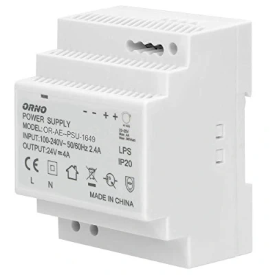 Abbildung von ORNO PSU 1649 Netzteil für DIN Schiene 24VDC, 4A, 100W (4 Modul)