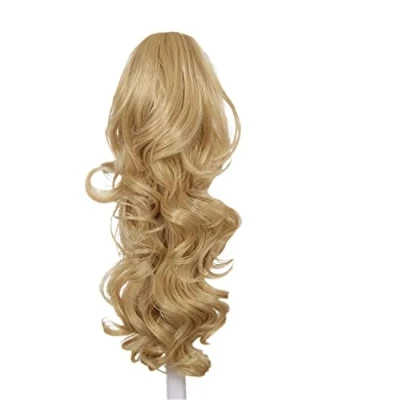 Abbildung von Prettyland DH254 45cm Klammer gewellt Pferdeschwanz Zopf Haarverlängerung Haarteil hell Aschblond (BL20)